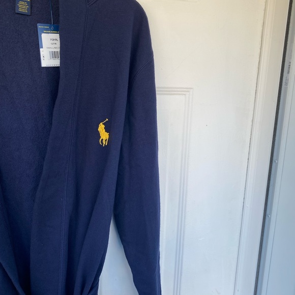 POLO RALPH LAUREN Navy Brushed Fleece Robe Size S/M - Picture 12 of 14